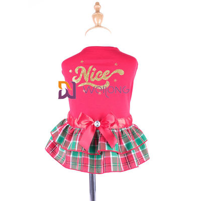 Sợi nhuộm CVC Con chó Giáng sinh Váy kẻ sọc Satin Ruy băng Nơ tùy chỉnh