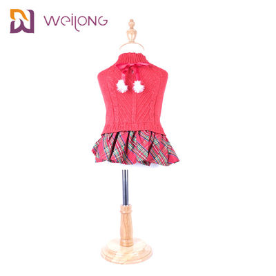 Sợi nhuộm kẻ sọc Áo len cho chó dệt kim Váy len cho chó Trang phục áo len