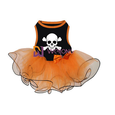Bí ngô / Skull Tulle Váy Halloween Pet Dress Bow Trang trí CVC Jersey