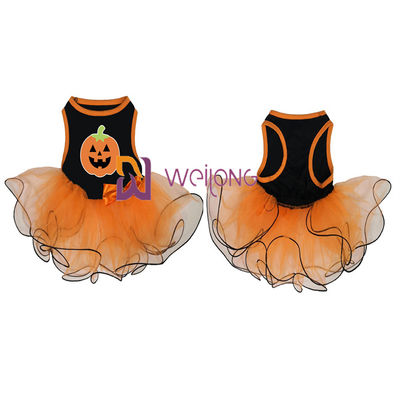 Bí ngô / Skull Tulle Váy Halloween Pet Dress Bow Trang trí CVC Jersey