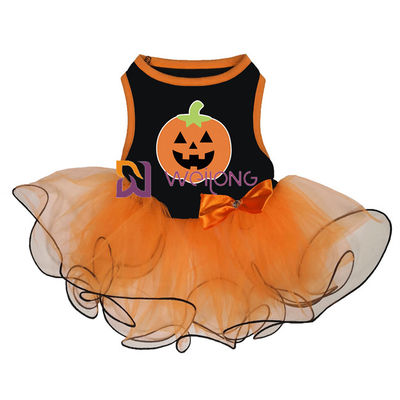Bí ngô / Skull Tulle Váy Halloween Pet Dress Bow Trang trí CVC Jersey