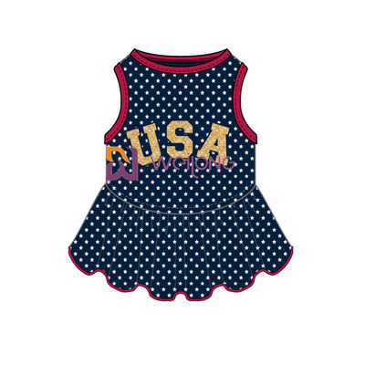 Glitter Print USA Ngôi sao cao su CVC Jersey Dog Dress Nam Tùy chỉnh