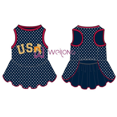 Glitter Print USA Ngôi sao cao su CVC Jersey Dog Dress Nam Tùy chỉnh