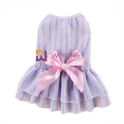Màu sắc có thể tùy chỉnh Poly váy chó dễ thương Satin Nơ bông Seersucker