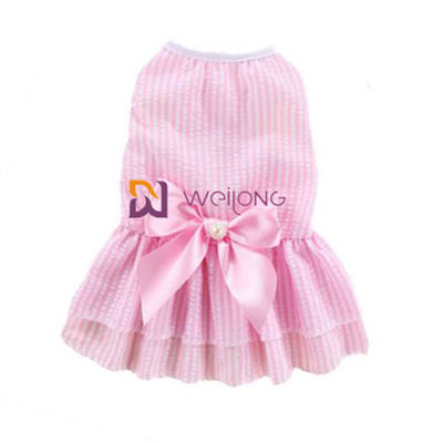 Màu sắc có thể tùy chỉnh Poly váy chó dễ thương Satin Nơ bông Seersucker