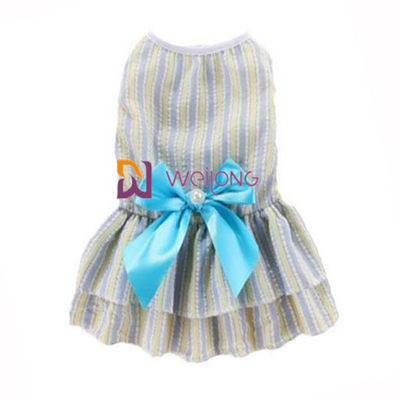 Màu sắc có thể tùy chỉnh Poly váy chó dễ thương Satin Nơ bông Seersucker