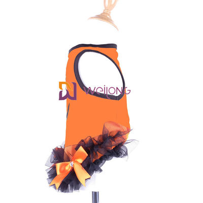 Satin Ribbon Bow Halloween Pet Dress Thiết kế cổ tròn Bí ngô cho chó ăn mặc