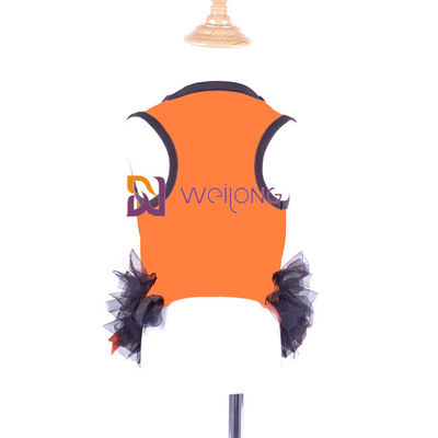 Satin Ribbon Bow Halloween Pet Dress Thiết kế cổ tròn Bí ngô cho chó ăn mặc