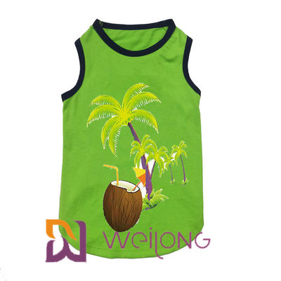 100% cotton in hình cây dừa Độ đàn hồi cho thú cưng mùa hè Áo phông Hawaii Nhạc chơi