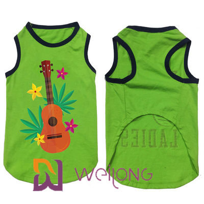 100% cotton in hình cây dừa Độ đàn hồi cho thú cưng mùa hè Áo phông Hawaii Nhạc chơi
