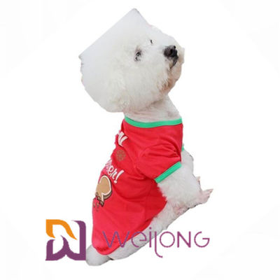 CVC Jersey 180G Màu đỏ in hình chó Áo phông Giáng sinh có thể tùy chỉnh