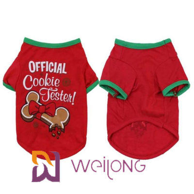CVC Jersey 180G Màu đỏ in hình chó Áo phông Giáng sinh có thể tùy chỉnh