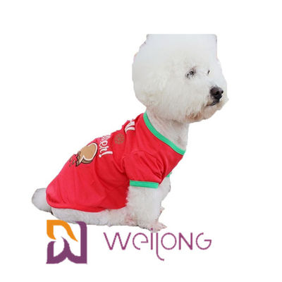 CVC Jersey 180G Màu đỏ in hình chó Áo phông Giáng sinh có thể tùy chỉnh