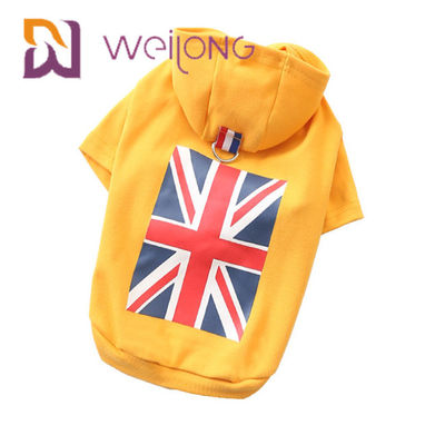 The Union Jack Rubber Print UK Flag Pet Hoodie Loại ngắn BSCI Áo khoác cho chó dễ thương