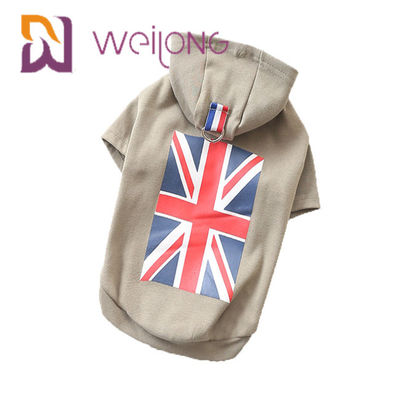 The Union Jack Rubber Print UK Flag Pet Hoodie Loại ngắn BSCI Áo khoác cho chó dễ thương