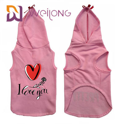 CVC Cotton Sweatshirt Fleece Giữ ấm Màu hồng cho Thú cưng Hoodie Chó / Mèo