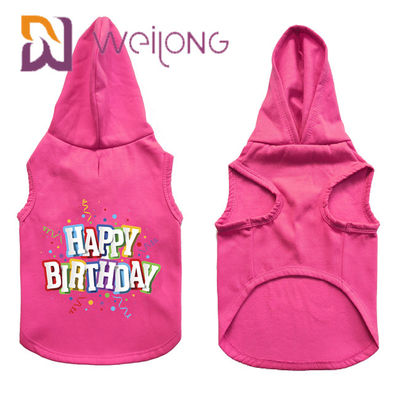 Cao su đầy màu sắc In sinh nhật cho thú cưng Hoodie cho chó màu hồng tùy chỉnh