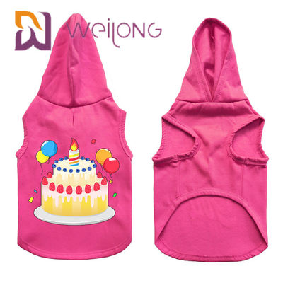 Cao su đầy màu sắc In sinh nhật cho thú cưng Hoodie cho chó màu hồng tùy chỉnh