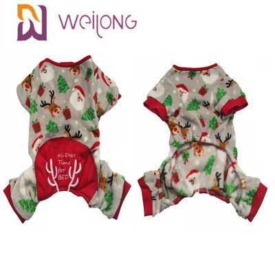 100% vải nhung con chó đồ ngủ Giáng sinh thêu tùy chỉnh