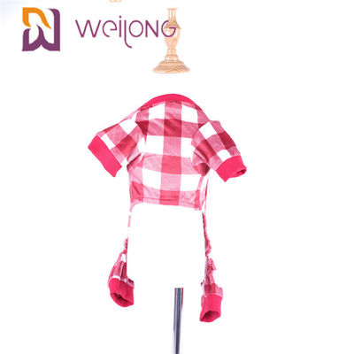 Vải mềm Poly Đồ ngủ cho chó kẻ sọc đỏ / Bộ đồ ngủ cho chó lớn BSCI
