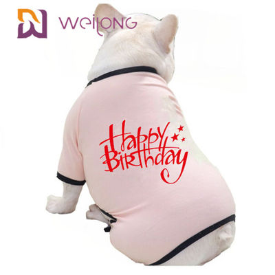 Bộ đồ ngủ sinh nhật mùa xuân / mùa hè cho thú cưng CVC Jersey Puppy Pyjamas