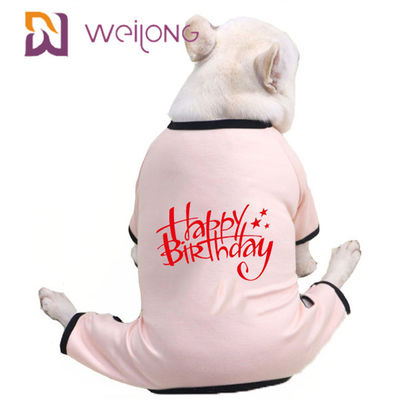 Bộ đồ ngủ sinh nhật mùa xuân / mùa hè cho thú cưng CVC Jersey Puppy Pyjamas