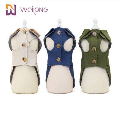 Nút mở Con mèo bụi Mùa đông Mặc áo gió kẻ sọc bằng vải cotton cho thú cưng cho chó