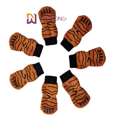 Cotton Spandex Non Slip Dog Socks Mô phỏng sọc Tiger dành cho chân chó